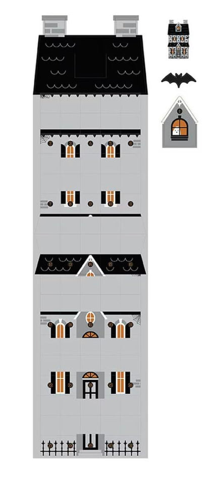 Riley Blake Frank and Friends Haunted House Countdown Felt Panel by My Mind’s Eye | Halloween Advent Calendar Sewing Kit | Preprinted Felt Panel 28 1/4" x 68 1/2" | Finished 16.5" x 30"
