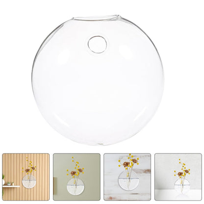 SEWACC 2pcs Glass Wall Hanging Flower Vase for Plants, Hydroponic Decorative Container, Indoor Wall-Mounted Terrarium Vase for Home and Office Décor