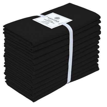 WEAVOO 100% Cotton Dinner Napkins Set of 12 - Soft Absorbent Durable Washable Table Napkins - for Dining Weddings Parties Restaurants Holidays Easter Everyday Use - 18x18 inch Cloth Napkins Black