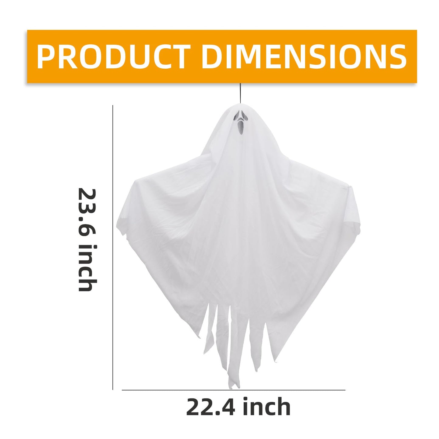 3 Pack Halloween Hanging Ghosts - 23.6 Inch Flying Ghosts Ideal for Halloween Decorations Indoor & Outdoor, Party Decor, Front Yard, Porch, Patio, Lawn, Garden Trees and Wreath