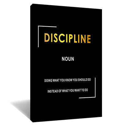 Motivational Canvas Wall Art Inspirational Entrepreneur Quotes Painting Print Discipline Noun Picture Poster Office Decor for Modern Home Gym Bedroom Living Room Artwork Ready to Hang [12''Wx18''H]
