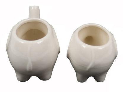 Ceramic Planters for House Plants-Plant Pots Set for Indoor & Outdoor Use (Mama & Baby Elephant Set) by Arad