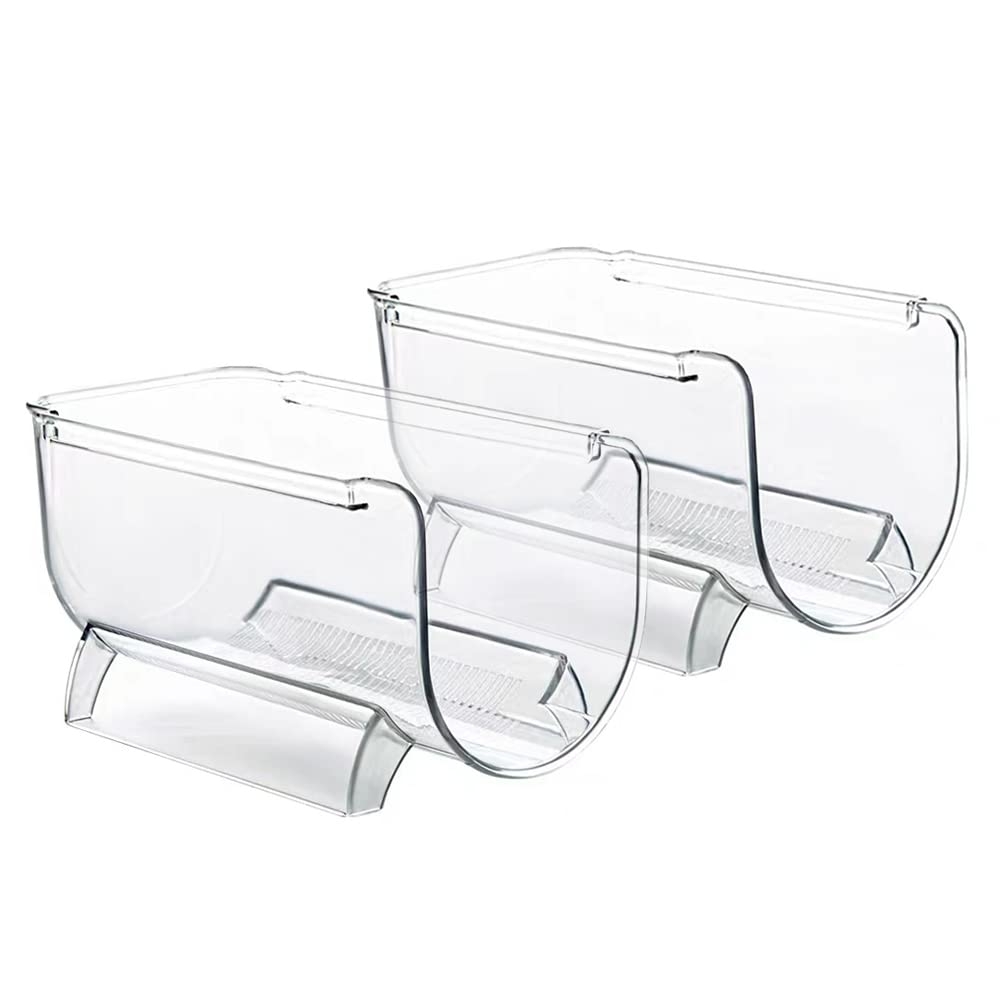 Heshebuy 2 Pack Bottle Rack, Fridge Organizer Bottle Rack, Stackable Wine Rack Plastic Bottle Holder (2)