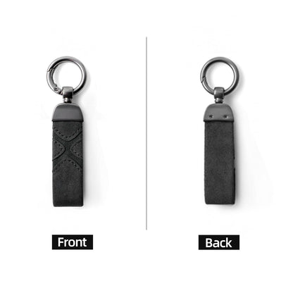 BETTERHUMZ Leather Suede Car Keychain,Key Chain Clip for Alcantara, Anti-Lost D-Ring for Men and Women Car Accessories (Suede, Black)
