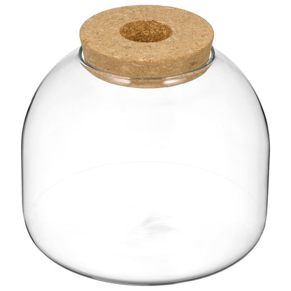 Happyyami Glass Terrarium Jar with Wood Cork Stopper Hydroponic Plants Container Small Fish Tank Micro Landscape Decorative Bottle for Home Office