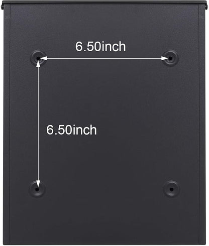 Jssmst Locking Mailbox Wall Mount Key Lock Drop Box Large Capacity with Galvanized Steel Cover and Rust-Proof Metal Post Box, Black Matt, SM-0702LK,Medium