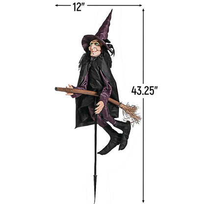 Spooky Witch Yard Stakes Halloween Decorations - 12"x43" (Set of 3) Outdoor Plastic Witch Décor for a Bewitching Lawn