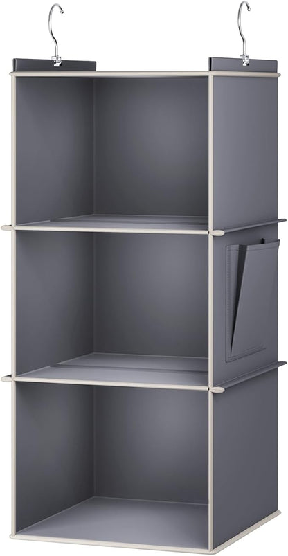 YOUDENOVA Hanging Closet Organizer, 3-Shelf Closet Hanging Storage Shelves
