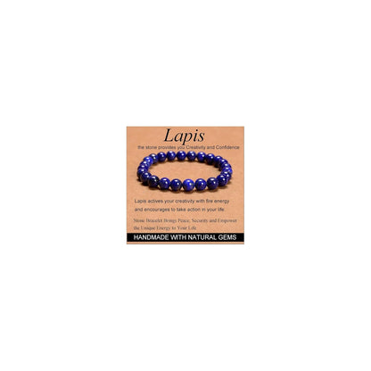 CHELYQST Lapis Lazuli Bracelet - Stone of Creativity and Confidence,Stretch Natural Stone Crystal Beads Jewelry Gifts for Women Men Unisex Adult,8mm