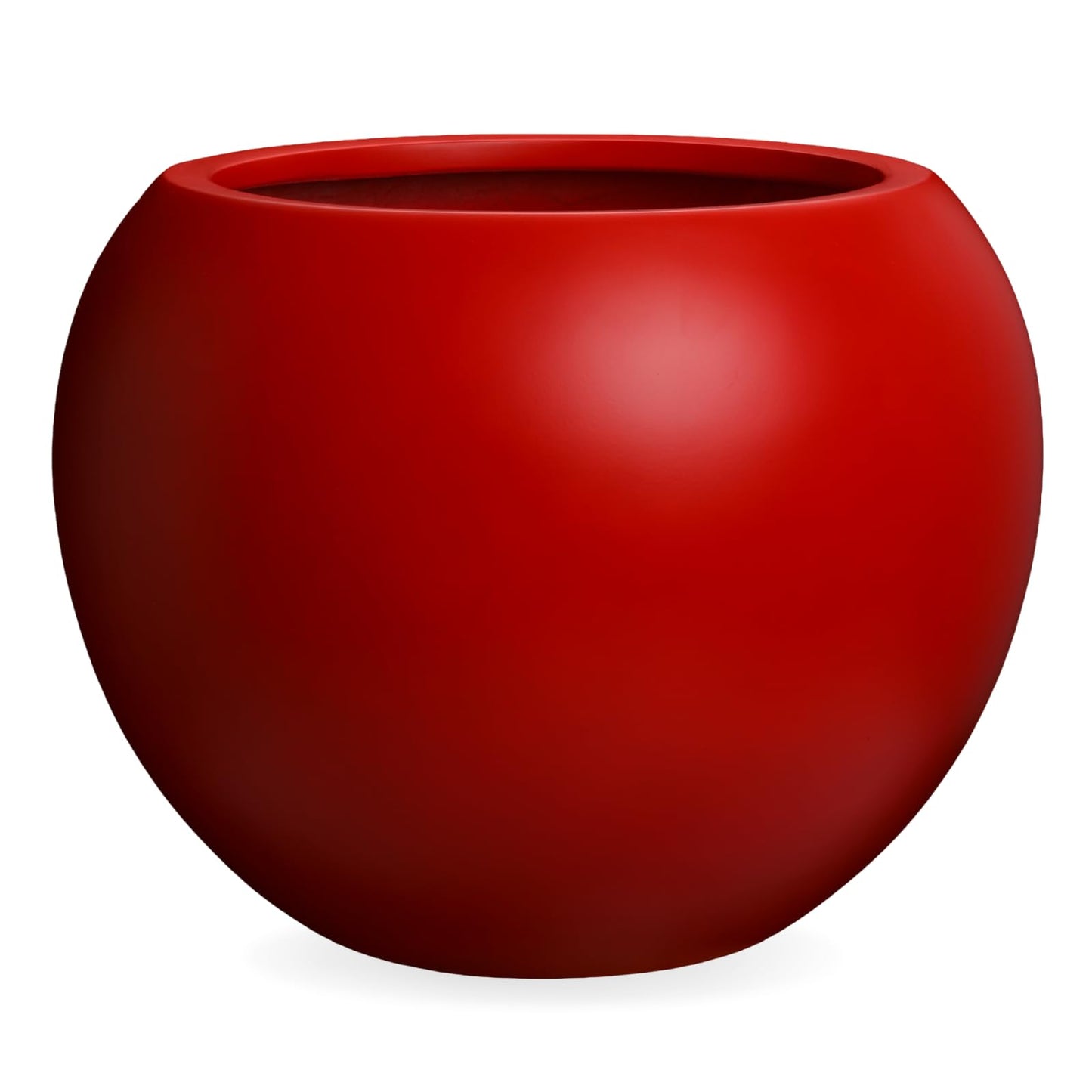 KUTE NEST 9.7"H x 12"D Premium Red Fiberstone Round Planter with Drainage Hole, Chinese & Lunar New Year Home Decor Pot, Smooth Finish, Weather Resistant Indoor & Outdoor, 2 Coco Mats (7.8" Opening)