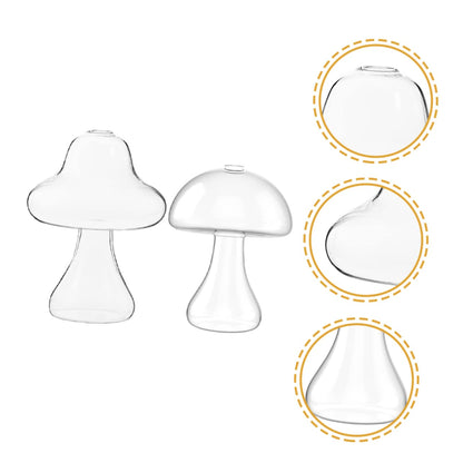 SOLUSTRE 2Pcs Mushroom Shaped Glass Vase Decorative Hydroponic Flower Pot for Home and Office Terrarium for Plant Propagation Stylish Indoor Decor