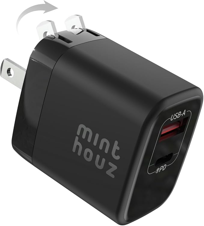 Minthouz 35W USB C Fast Charging Charger, Dual-Port GaN Nano Charger with Foldable Plug for iPhone 17/16/15 Series, iPad, Galaxy S24 Ultra and More Series
