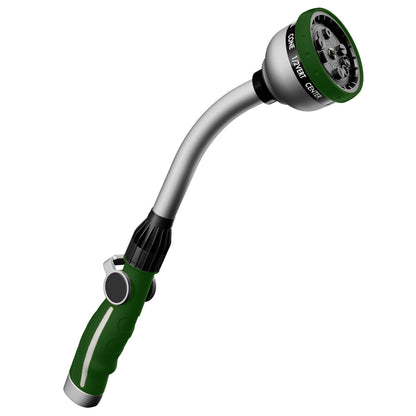 RESTMO Watering Wand Heavy Duty, Metal Garden Hose Wand with 10 Spray Patterns, 15-Inch Long Hose Nozzle Sprayer with Thumb Flow Control, Ideal to Water Hanging Baskets and Shrubs, Green