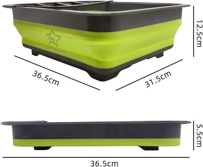 THANSTAR Collapsible Dish Drying Rack for RV Campers Portable Dinnerware Drainer Organizer for Kitchen Travel Trailer-Green