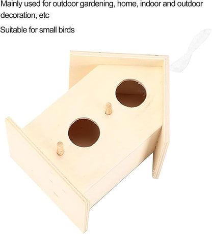 2PCS Bird Houses for Outside, Wooden Birdhouse Hanging Birdhouse Bird Nest Box Unfinished Bird Houses Hanging Wooden Birdhouse Wooden Bird Houses to Paint with Two Holes for Small Bird (#a)