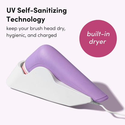 Fancii Facial Cleansing Brush with Self Cleaning Station, Rechargeable & Waterproof - Electric Face Scrubber for Gentle Exfoliation and Deep Scrubbing - 2 Exfoliating Brush Heads, Skylar (Green)