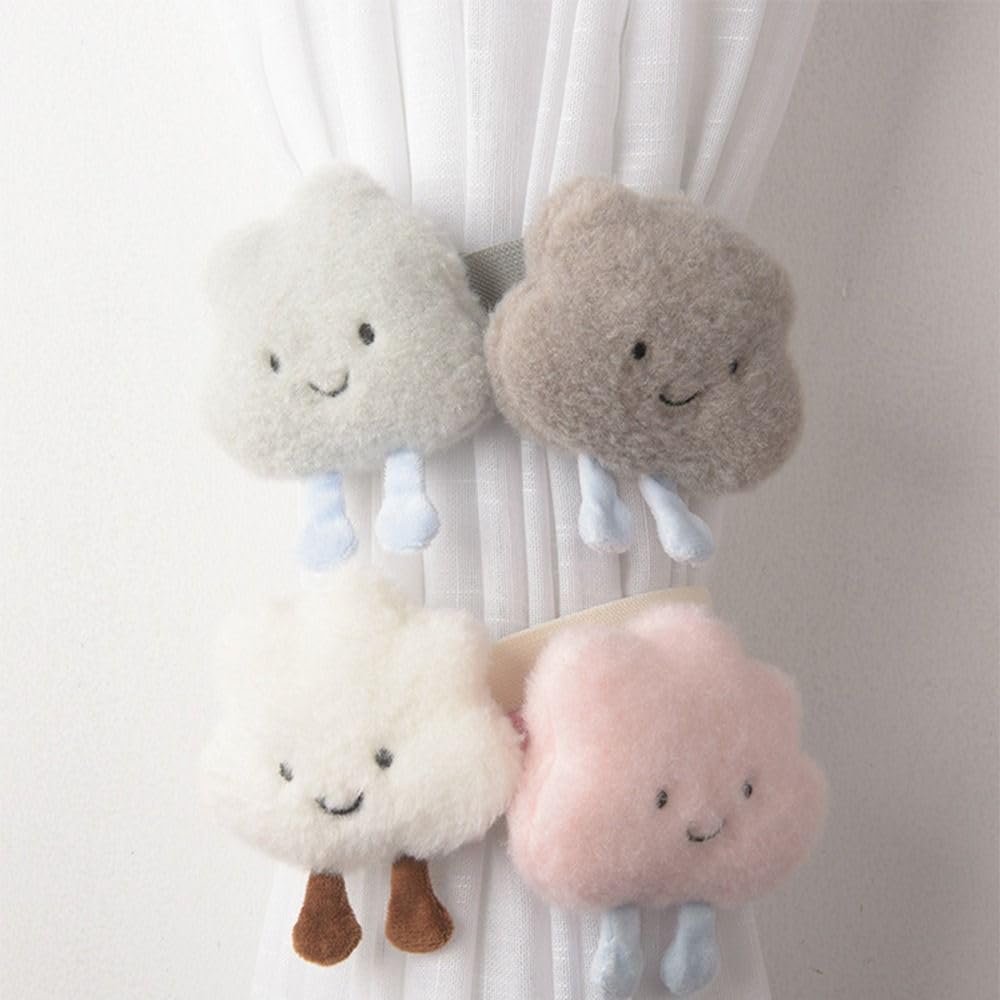 couponhub 4 Pcs Cloud Shape Cute Curtain Tieback, Simple and Elegant Elastic Rope Buckle for Baby Kid Girls Living Room Bedroom Nursery Decor Home Office Decorative