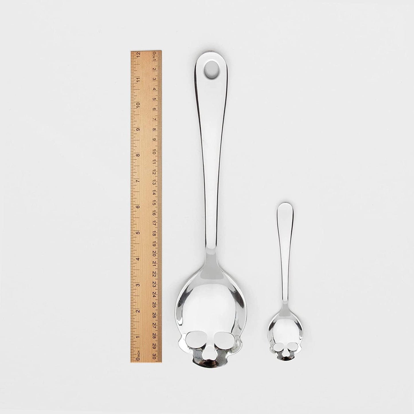Suck UK Skull Serving Spoon - Gothic Kitchenware - Horror Kitchen Accessories - Goth Halloween Home Decor - Pasta Serving Spoon - Slotted Spoon For Cooking & Straining - Salad Servers - Gothic Gifts