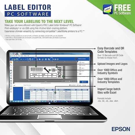 LABELWORKS Epson LW-PX750PCD Industrial Label Maker Kit - Complete Kit with Accessories, Compatible with Large Variety of Tape Types, Portable Handheld Label Printer
