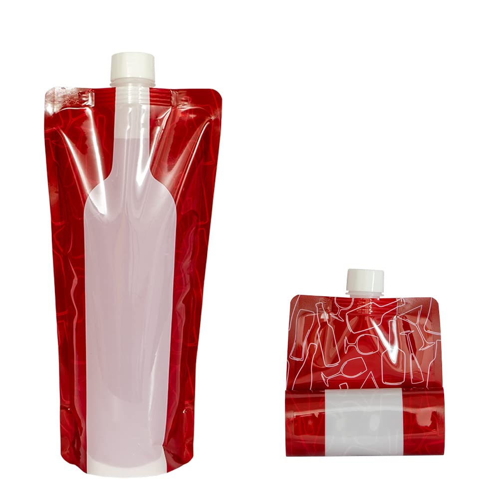 Foldable Wine Bag,Portable Wine Bottle Bag Flask, 12 Pack Collapsible Liquid Leak Proof Flask Holder,Reusable Wine pouch for Gift Travel Camping BBQ Party Beach Hiking Home Kitchen(750ml)