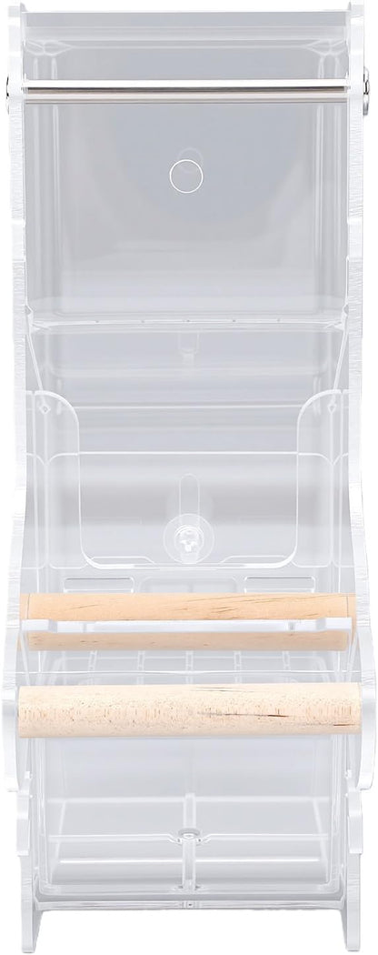 AUNMAS No Mess Bird Feeder Food Container with Perch Automatic Transparent Feeder for Small Medium Birds