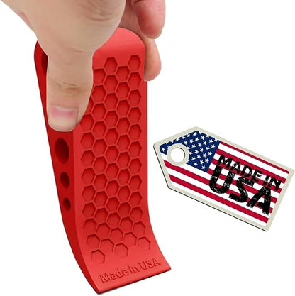 Door Stoppers Red for Bottom of Door Premium Floor Rubber Door Stop Wedge Made in USA Heavy Duty Honeycomb Design for Carpet, Tile, Ideal for Home, School, Commercial