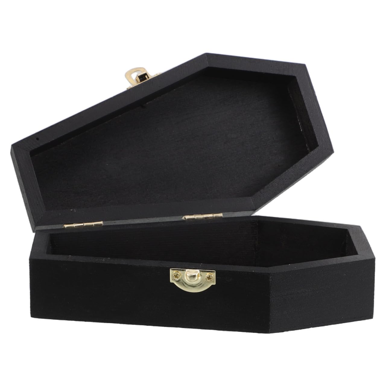 Hemoton Wooden Coffin Candy Box with Flip Lid Small Coffin Box for Treats and Pet Ashes Keepsake Handcrafted Halloween Decor Jewelry Organizer 6.10X3.26X1.81In