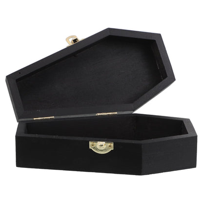 Hemoton Wooden Coffin Candy Box with Flip Lid Small Coffin Box for Treats and Pet Ashes Keepsake Handcrafted Halloween Decor Jewelry Organizer 6.10X3.26X1.81In