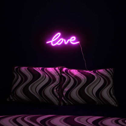 Isaac Jacobs 17.5" x 7" inch LED Neon Pink “Love” Wall Sign For Cool Light, Wall Art, Bedroom Decorations, Home Accessories, Party, Valentines Day, and Holiday Decor: Powered by USB Wire (LOVE)