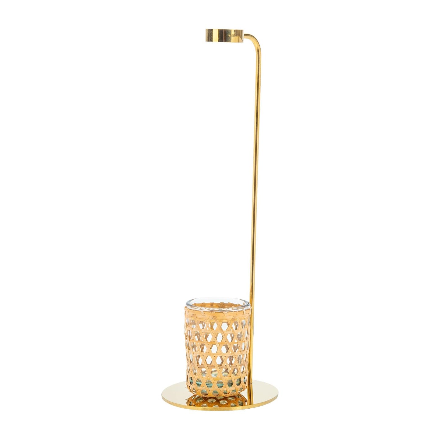 HYTROVE Nordic Style Woven Flower Vase Set with Glass Hydroponic Cup and Gold Metal Stand, Desk Planter Terrarium for Home Décor and Indoor Plant Arrangement