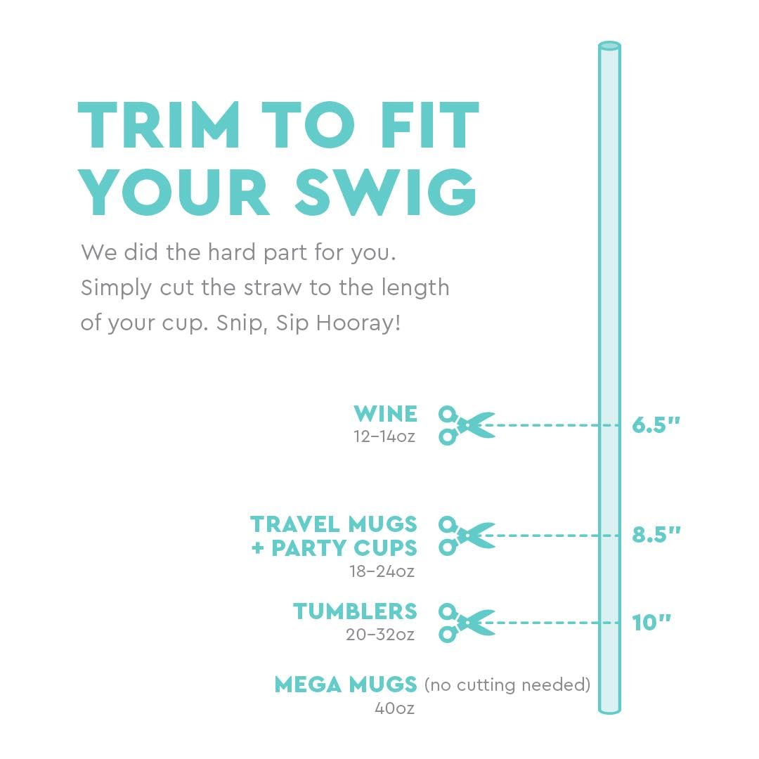 Swig Straw Toppers Set, 3 Reusable Straws with 3 Silicone Straw Covers, Cover Cap with Customizable Length, Compatible with 40oz Tumblers, Tumbler Accessories (Ocean)