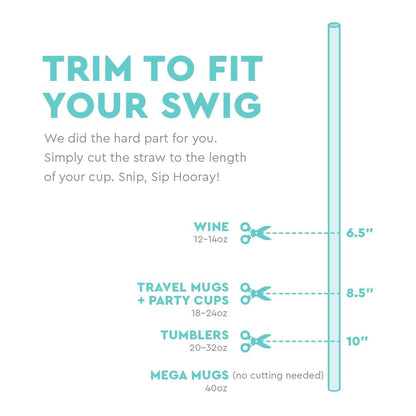 Swig Straw Toppers Set, 3 Reusable Straws with 3 Silicone Straw Covers, Cover Cap with Customizable Length, Compatible with 40oz Tumblers, Tumbler Accessories (Ocean)