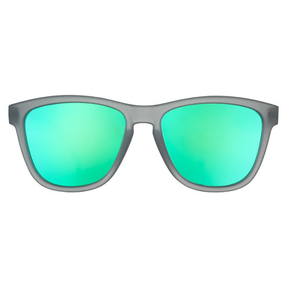 goodr Silverback Squat Mobility Polarized Sunglasses for Men & Women, Medium Sized (OG), Dark Gray Translucent Frames with Light Green Mirrored Reflective Lenses, UV400 Protection, No Slip, No Bounce