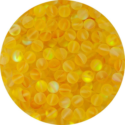 Matte Aurora Crystal Glass Beads Yellow 100pcs 8mm Flash Glitter Shining Mermaid Round Loose Aura Bead Frosted Moonstone for Jewelry Making (Yellow, 8mm)
