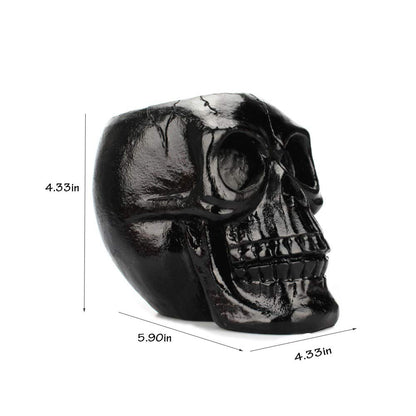 Mikayoo Skull Pen Holder - Makeup Brush Holder & Storage Box for Office Desk or Dressing Table - Green Plant Flower Pot & Halloween Skull (Black)