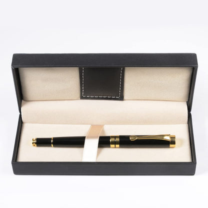 luzen 1PC PU Leather Long Pen Gift Box Rectangle Empty Ballpoint Fountain Pen Display Organizer Storage Case Single Pen Collection Box for Men an Women Business Office School Supplies, Black