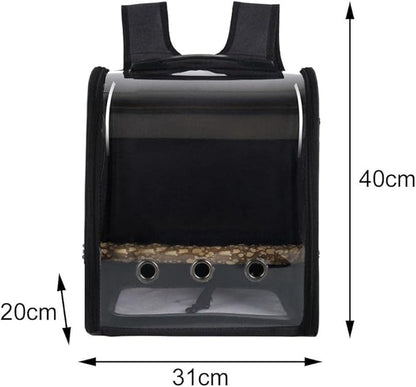 Bird Bag Backpack Cage Pet Parrot Visible Window Approved Shoulder Strap Large Space Portable Carry Bag for Conures Hiking Black