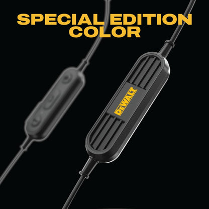 DEWALT Heavy Duty Neckband Bluetooth Earbuds, Wireless Bluetooth 5.2 Headphones w/Microphone, Lightweight Comfort, IP56 Waterproof, Deep Bass Strong Beat, 20H Playtime, Jobsite Behind-Neck Earphones