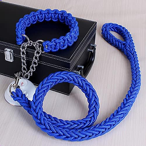 Love Dream Dog Collar and Leash Set, Heavy Duty Nylon Braided Rope Strong 4 FT Dog Leash and Martingale Training Collar for Small Medium Large Dogs Training and Walking (Blue)