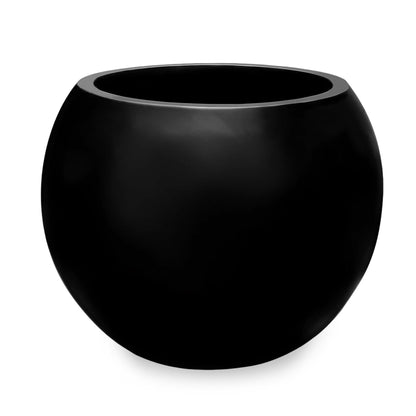 DEPLA LANE Marlo Fiberstone Round Planter (8.5" Pot Opening x 12.6" D x 9.8" H) Smooth Finishes, Lightweight, Durable, UV Resistant, Modern Minimalist Home Decor, Indoor Outdoor Plant Pot (S, Black)