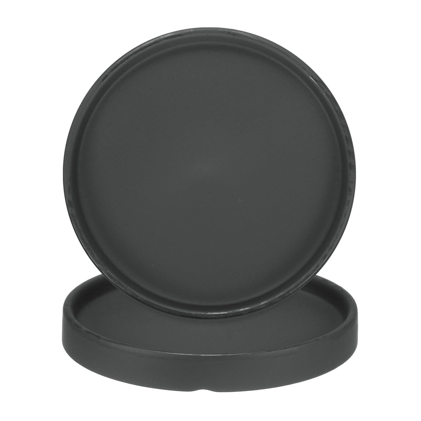 M METERXITY 2-Pack Ceramic Plant Saucer, 6.3 Inch Plant Water Catcher Tray, Plant Pot Saucers for Indoor/Outdoor Plants/Flower Drainage Drip Water Tray [Round Black]