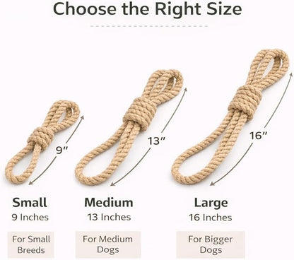 Natural Hemp Rope Dog Toy, Eco-Friendly Tug Toy for Interactive Play & Fetch, Safe Non-Toxic Alternative to Synthetic Rope Toys, Light to Moderate Chewers, Small