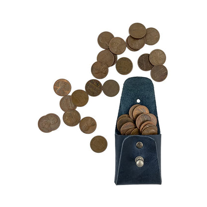 Hide & Drink, Leather Minimalist Coin Pouch, EarPods Case, SD Card Holder, Wallet and Cash Organizer, Handmade Includes 101 Year Warranty (Slate Blue)