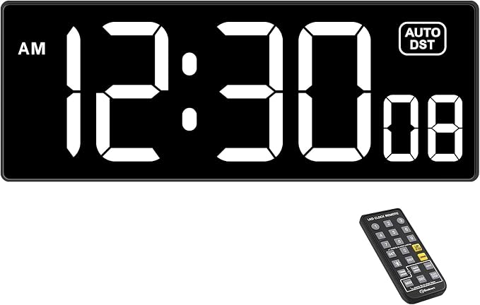 Soobest Digital Wall Clock with Seconds for Gym, Remote Countdown Timer Large LED Display 5 Dimmer, (10.2" White)