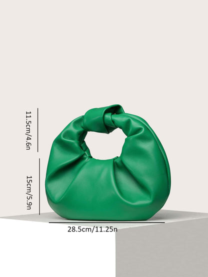 Verdusa Women's Ruched Evening Bag PU Leather Clutch Purse Trendy Small Hobo Handbag Wedding Guest Bags Green One Size