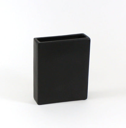WGV Rectangle Block Ceramic Vase 8" x 2.5" x 10"H Black Tall Narrow Planter Terrarium Floral Centerpiece for Wedding Event Home Decor 1 Piece