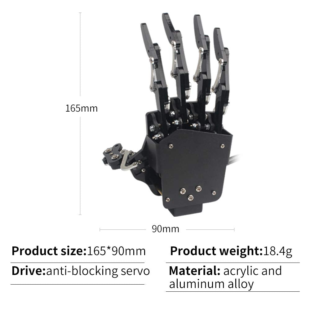 Robot Hand Five Fingers Solely Movement Bionic Robot Mechanical Arm DIY, Left Hand