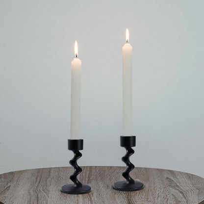 Aglary 2PCS Matte Black Spiral Iron Taper Candlestick Holders – Stylish Table Centerpieces for Wedding, Anniversary, Party & Home Decor, Durable Gift with Anti-Slip Design