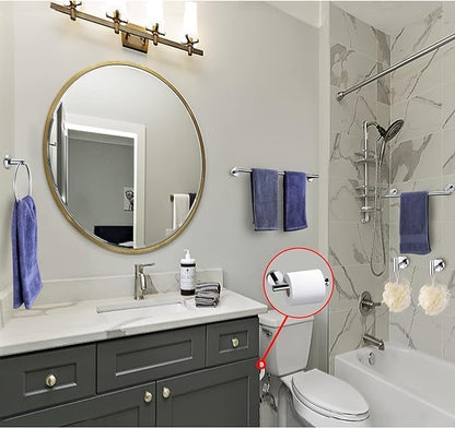 12 Pieces Polished Chrome Bathroom Hardware Accessories Set Hand Towel Ring 16&23.6 inch Round Towel Bar Toilet Paper Holder Towel Hooks 4 Pieces SUS 304 Stainless Steel,Heavy Duty,Wall Mounted