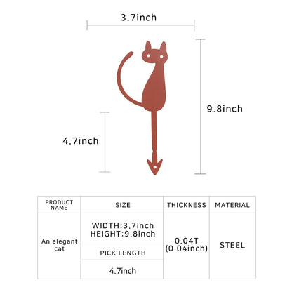 Elegant Cat Metal Garden Stake – Powder-Coated Steel Plant Pick for Pots & Planters, Rustic Indoor/Outdoor Decorative Accent